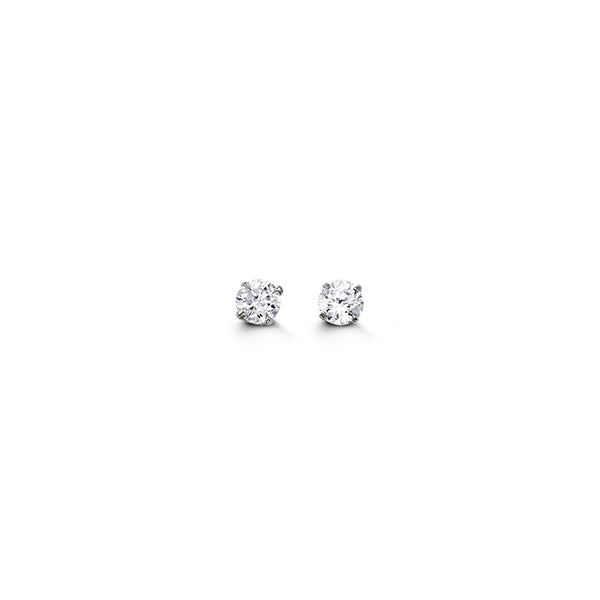 14K White Gold Stud Baby and Kids Earrings with Cubic Zirconia