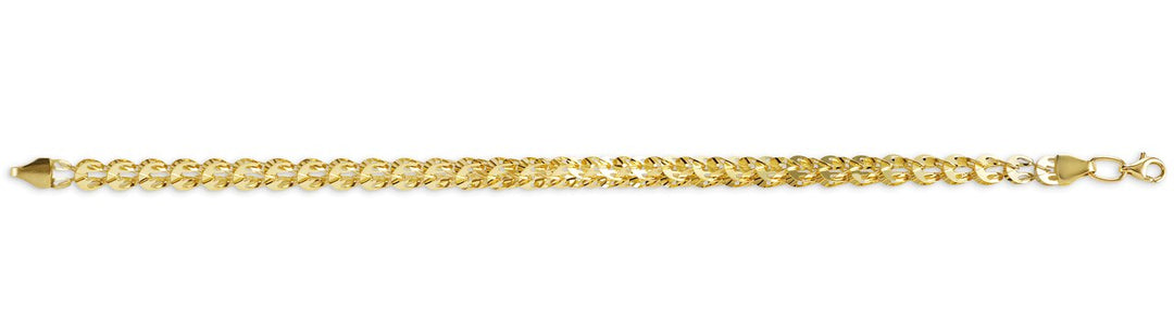 Elegant 10K yellow gold bracelet for ladies, featuring a detailed revival link design, measuring 7.5 inches in length with a polished finish.