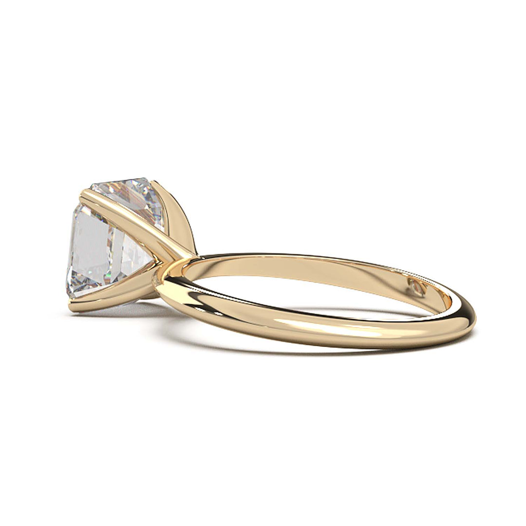 3 Carat Asscher Cut Lab-Grown Diamond Solitaire Ring in 14K Gold - Architectural Elegance