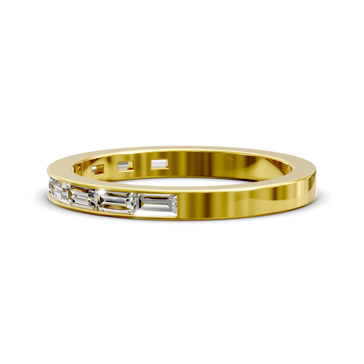 Baguette Diamond Channel Set Half Eternity Wedding Band on white background