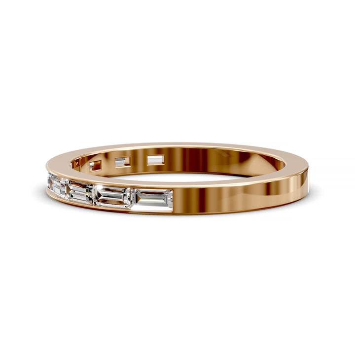 Baguette Diamond Channel Set Half Eternity Wedding Band on white background