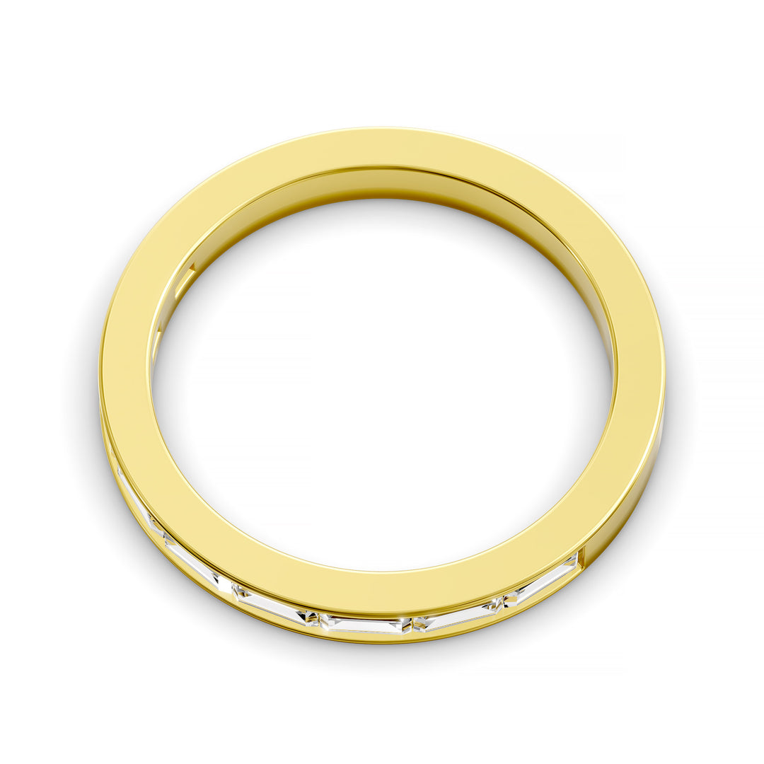 Baguette Diamond Channel Set Half Eternity Wedding Band on white background