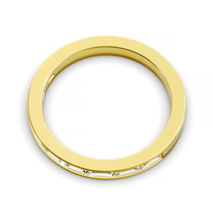 Baguette Diamond Channel Set Half Eternity Wedding Band on white background