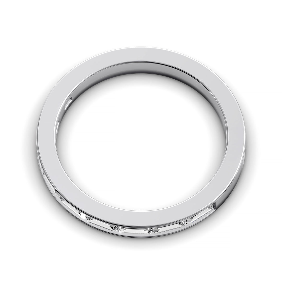 Baguette Diamond Channel Set Half Eternity Wedding Band on white background