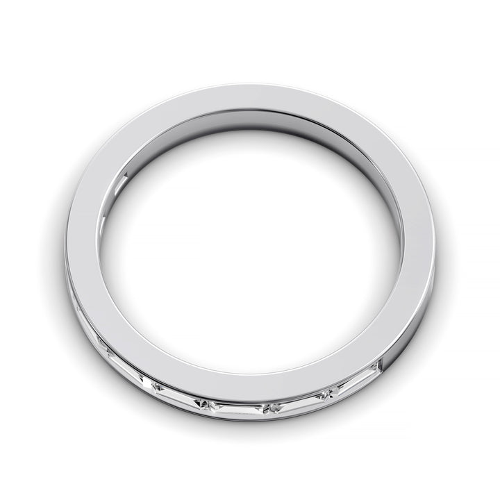 Baguette Diamond Channel Set Half Eternity Wedding Band on white background