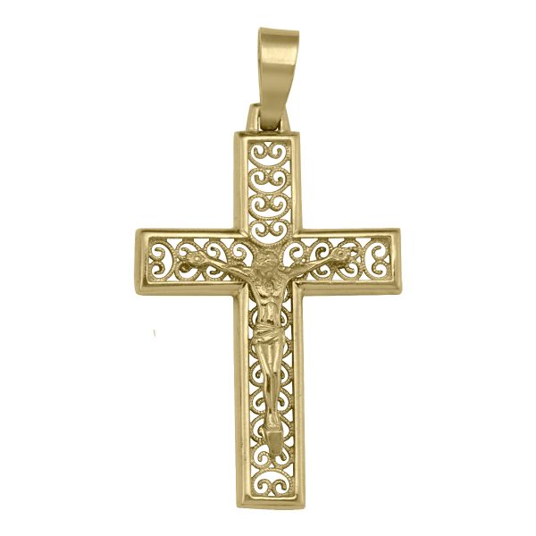 Copy of 18K Yellow Gold Crucifix Cross Pendant - Item CET-N1422