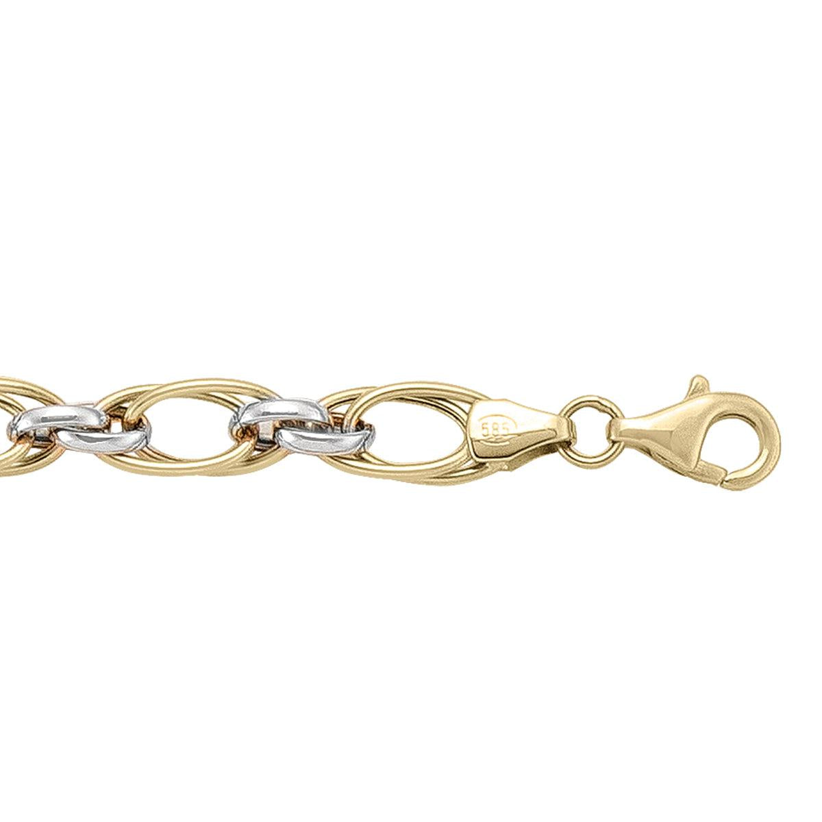 Two-Tone Gold Fancy Bracelet - 6.7 mm Wide - 7.5 inches Long