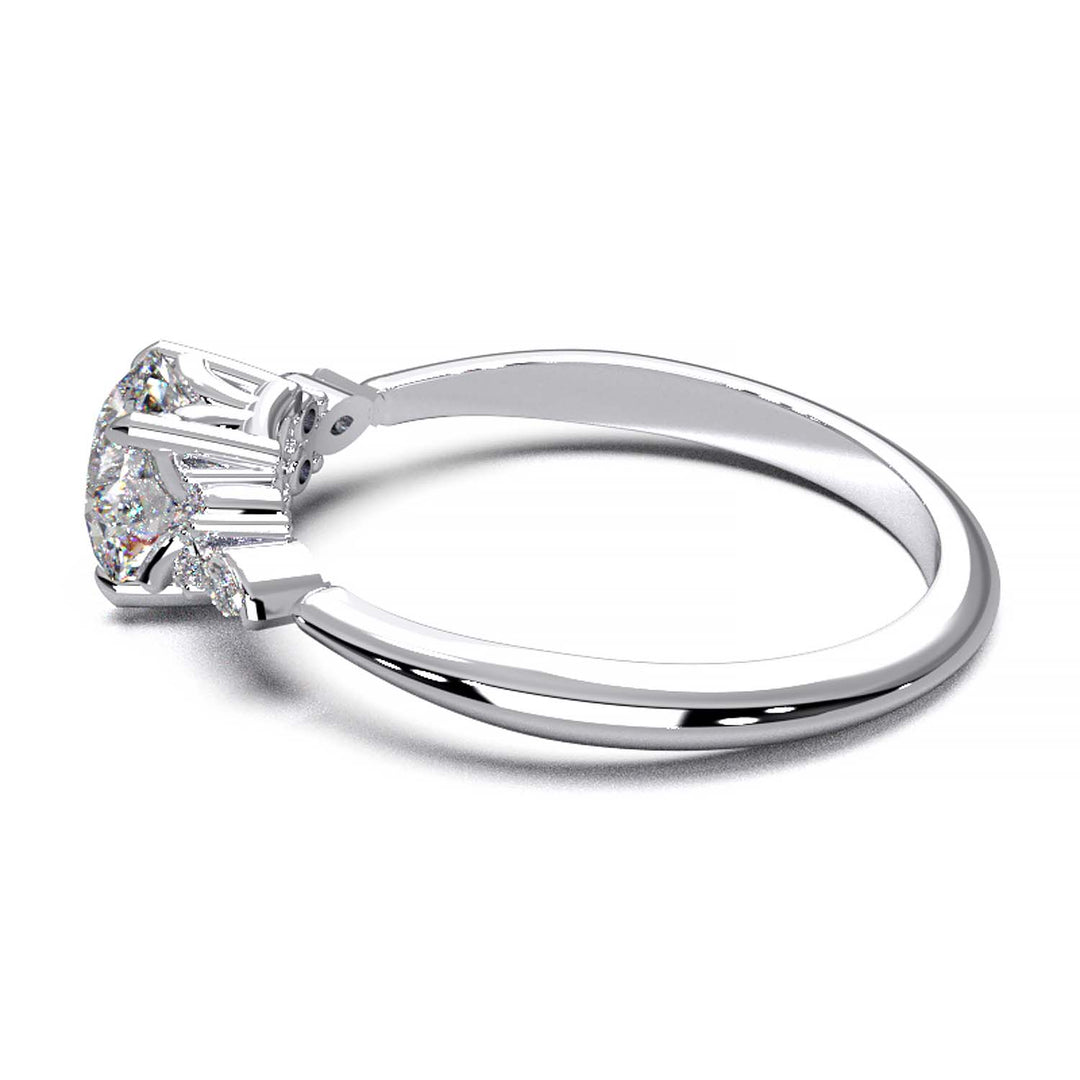 Elegant Cluster Side Engagement Ring with Round and Marquise Lab-Grown Diamonds