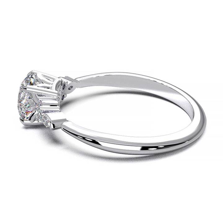Elegant Cluster Side Engagement Ring with Round and Marquise Lab-Grown Diamonds