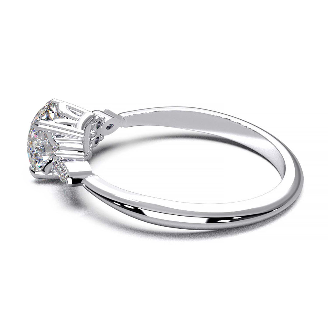 Elegant Cluster Side Engagement Ring with Round and Marquise Lab-Grown Diamonds