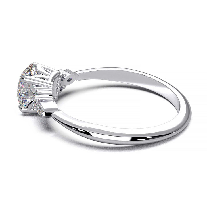 Elegant Cluster Side Engagement Ring with Round and Marquise Lab-Grown Diamonds