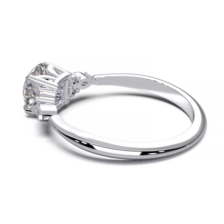 Elegant Cluster Side Engagement Ring with Round and Marquise Lab-Grown Diamonds
