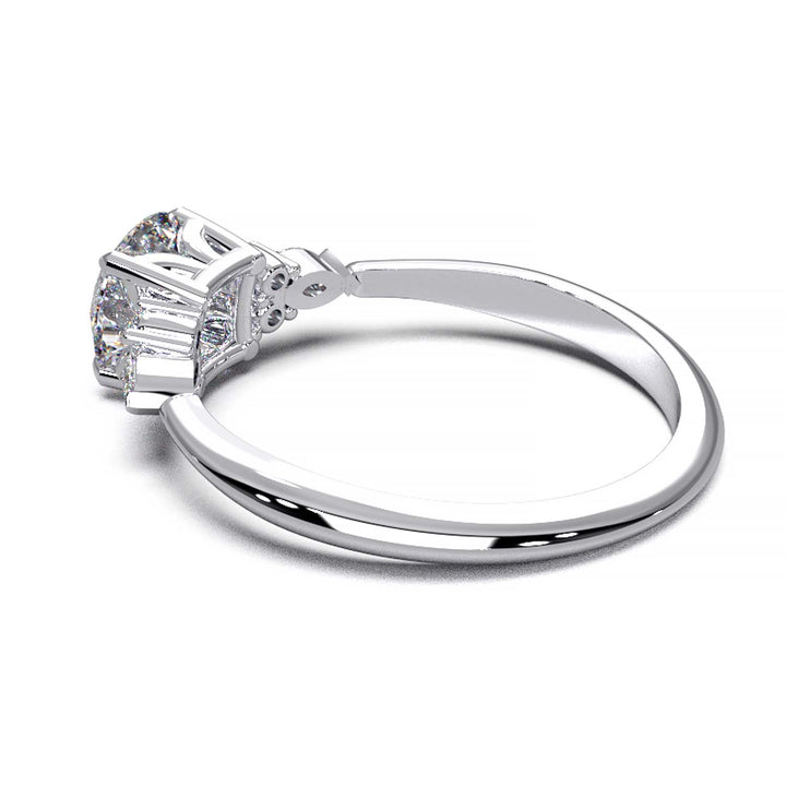 Elegant Cluster Side Engagement Ring with Round and Marquise Lab-Grown Diamonds