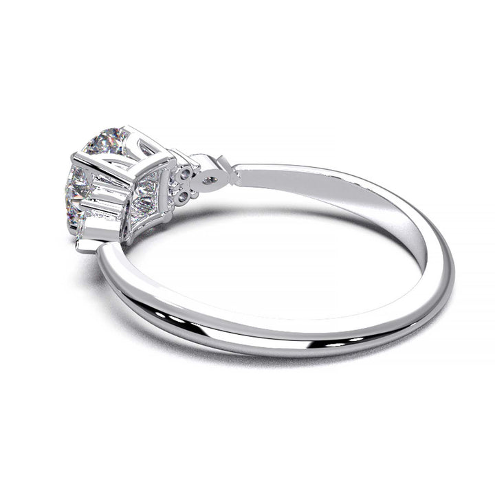 Elegant Cluster Side Engagement Ring with Round and Marquise Lab-Grown Diamonds