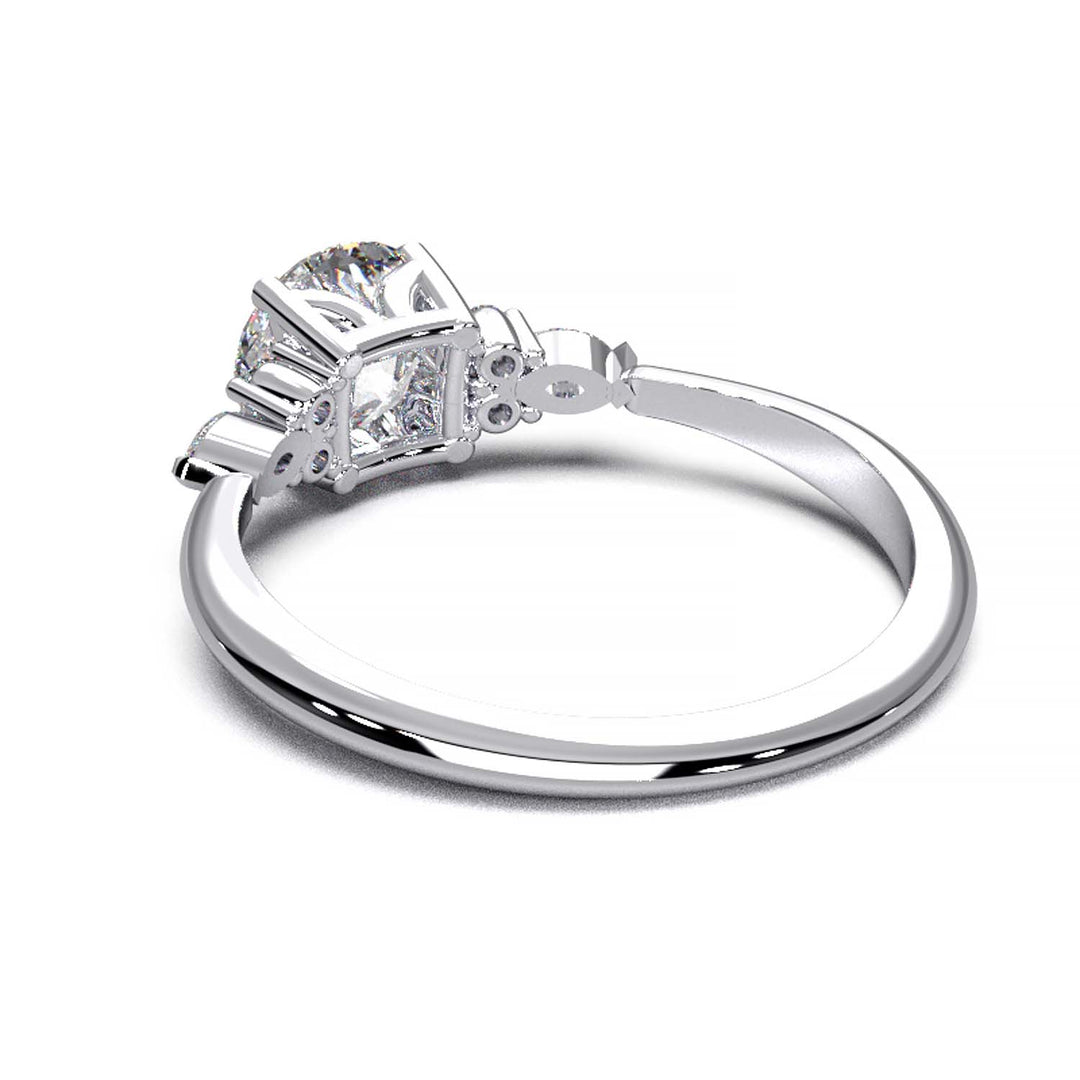 Elegant Cluster Side Engagement Ring with Round and Marquise Lab-Grown Diamonds