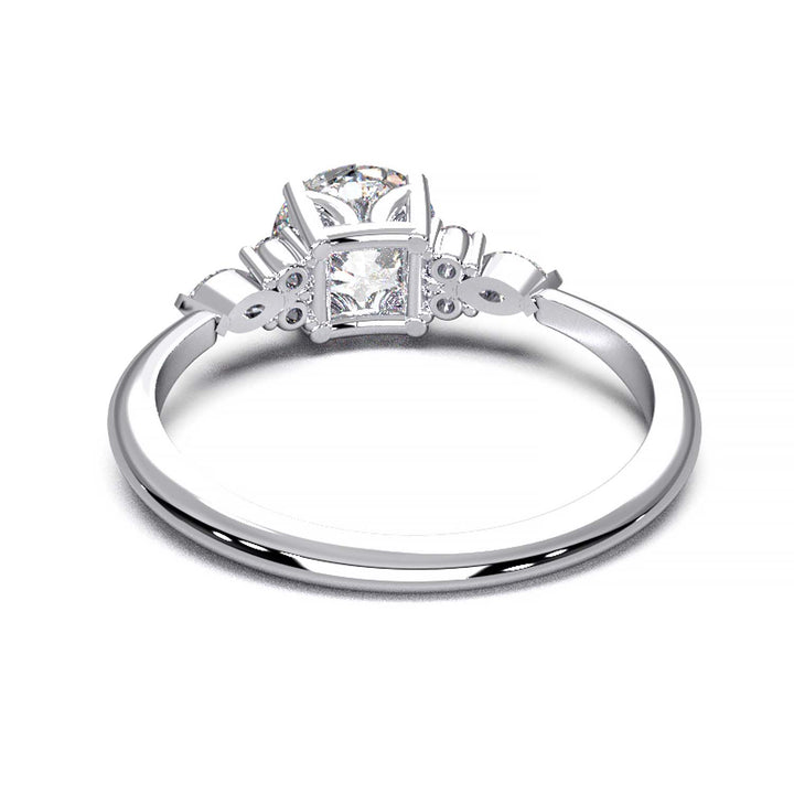 Elegant Cluster Side Engagement Ring with Round and Marquise Lab-Grown Diamonds