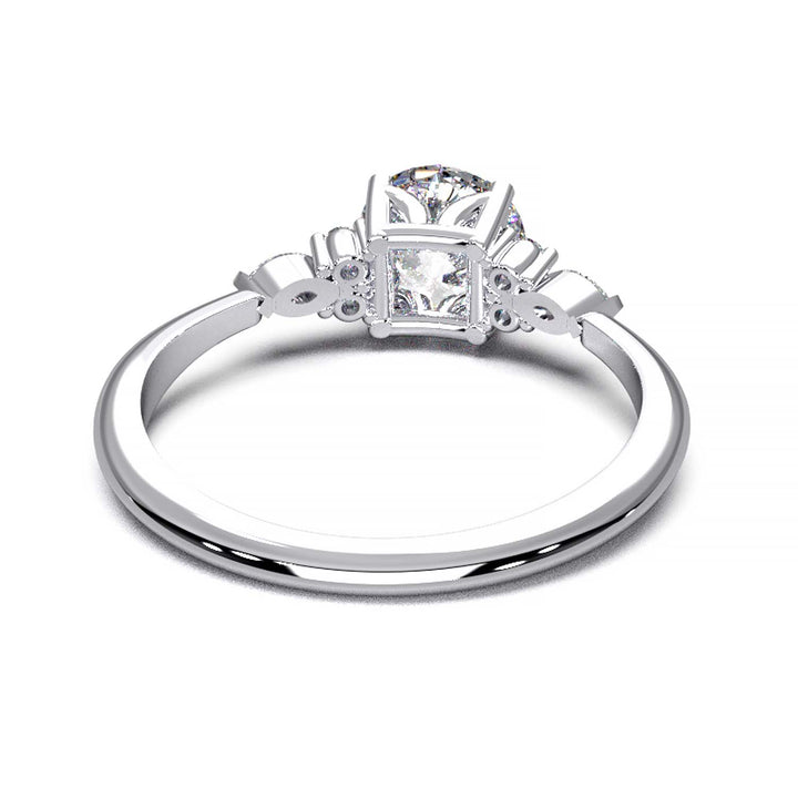 Elegant Cluster Side Engagement Ring with Round and Marquise Lab-Grown Diamonds