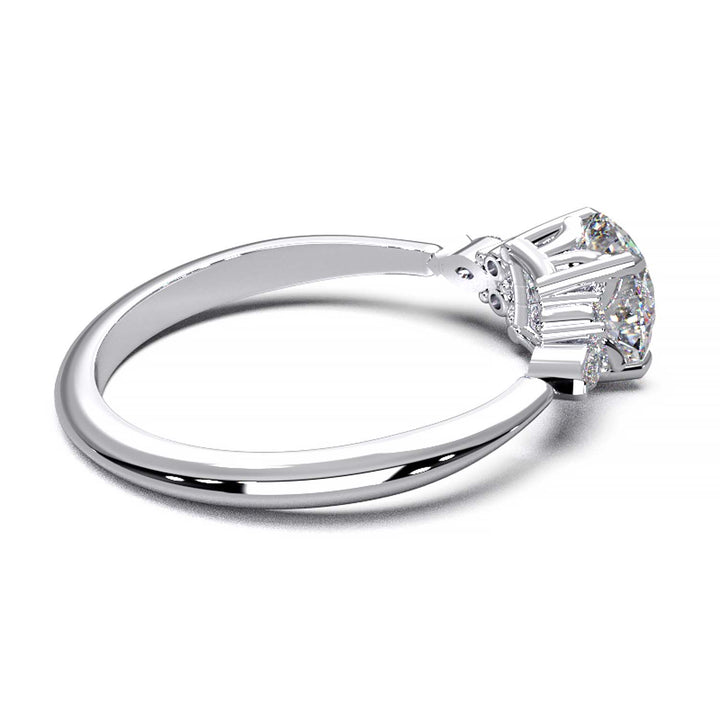 Elegant Cluster Side Engagement Ring with Round and Marquise Lab-Grown Diamonds