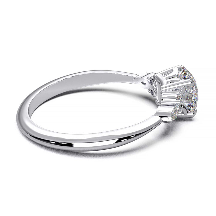 Elegant Cluster Side Engagement Ring with Round and Marquise Lab-Grown Diamonds