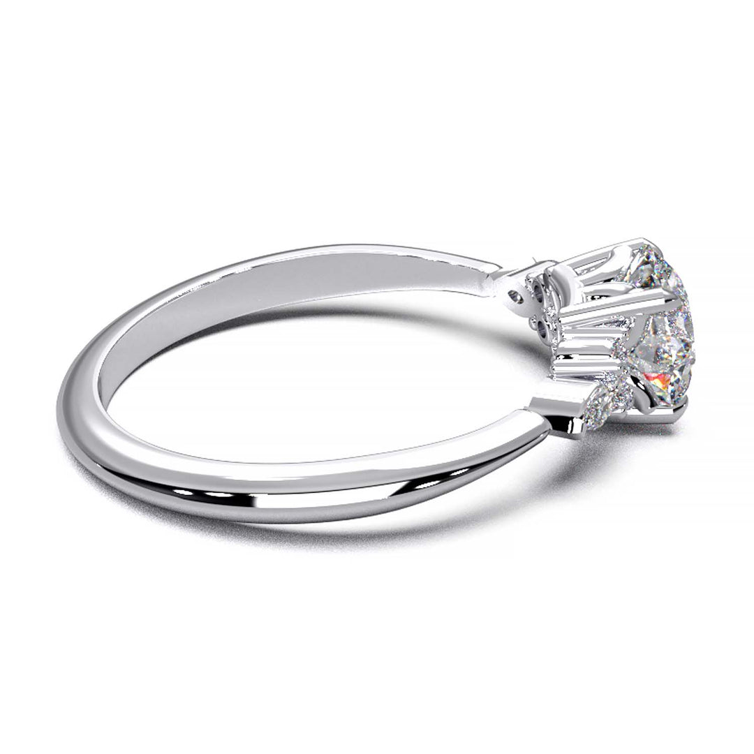 Elegant Cluster Side Engagement Ring with Round and Marquise Lab-Grown Diamonds