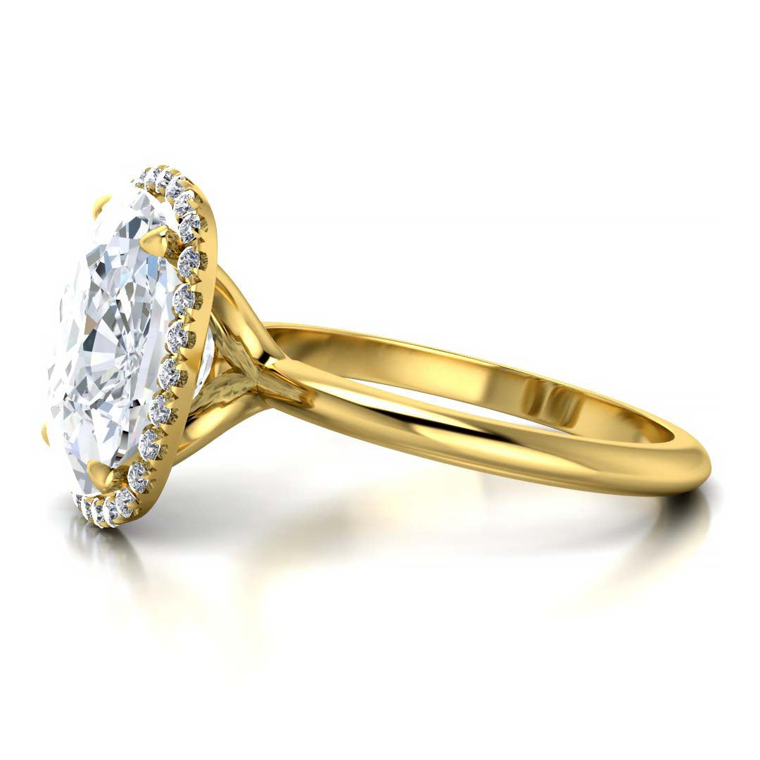 Exquisite 7.5 Carat Elongated Lab-Grown Diamond Engagement Ring with a Graceful Open Shank in 14K Gold