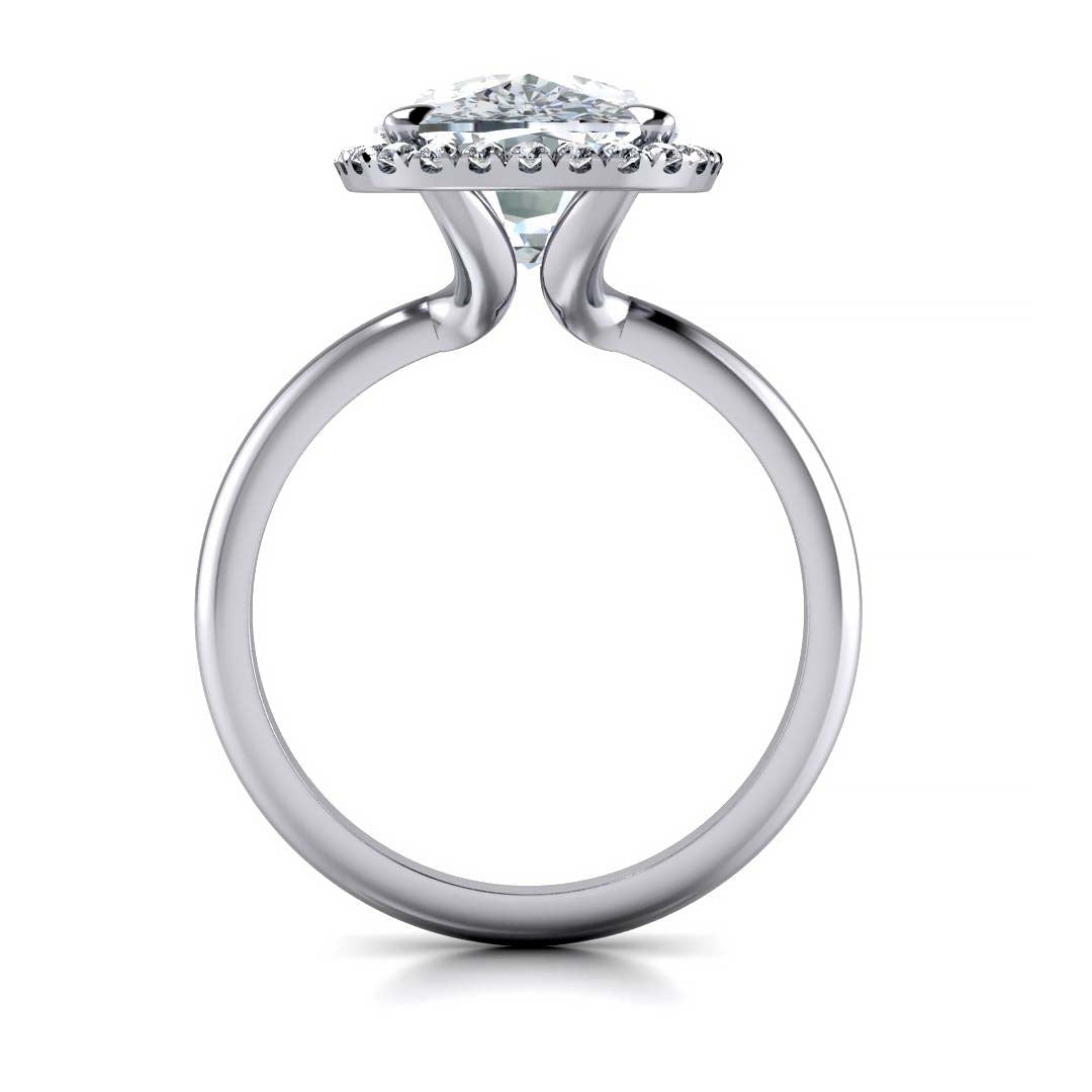 Exquisite 7.5 Carat Elongated Lab-Grown Diamond Engagement Ring with a Graceful Open Shank in 14K Gold