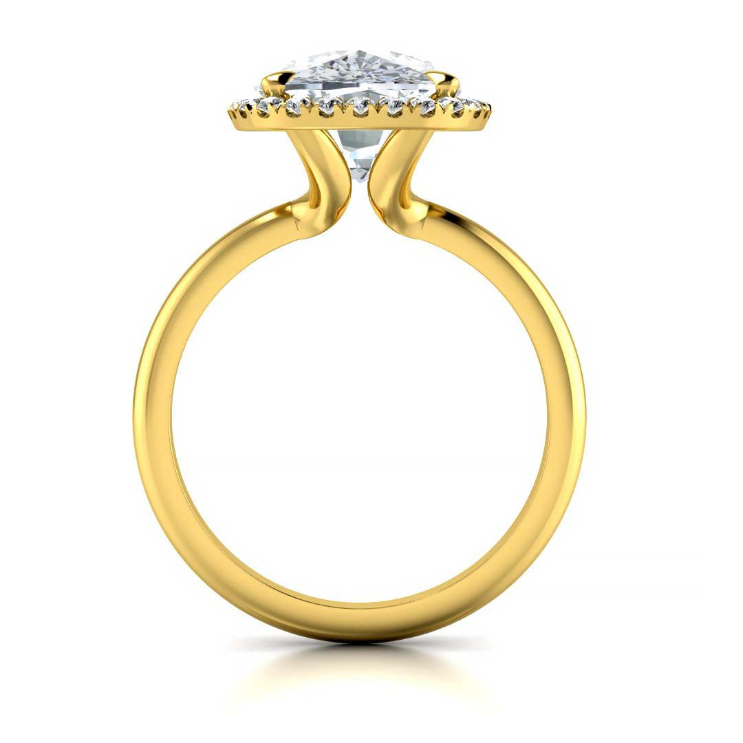 Exquisite 7.5 Carat Elongated Lab-Grown Diamond Engagement Ring with a Graceful Open Shank in 14K Gold