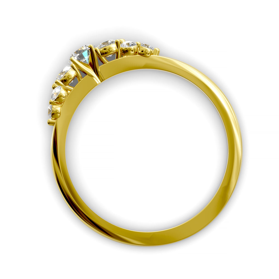 Dainty cluster diamond wedding band with floral-inspired design and tapered band