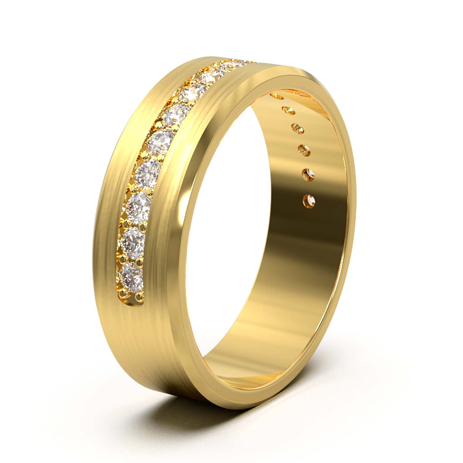 Elegant Unisex 6.5 mm Wedding Band with Channel-Set Lab-Grown Diamonds, Brushed & Polished Finishes in Varied Precious Metals