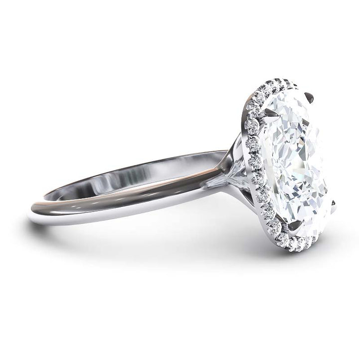 Exquisite 7.5 Carat Elongated Lab-Grown Diamond Engagement Ring with a Graceful Open Shank in 14K Gold