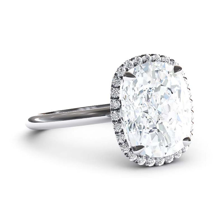 Exquisite 7.5 Carat Elongated Lab-Grown Diamond Engagement Ring with a Graceful Open Shank in 14K Gold