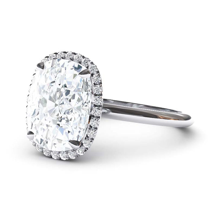 Exquisite 7.5 Carat Elongated Lab-Grown Diamond Engagement Ring with a Graceful Open Shank in 14K Gold