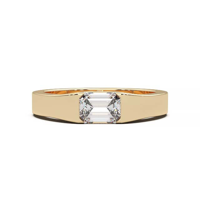 Modern Minimalist 0.5 Carat Emerald-Cut Lab-Grown Diamond Bezel Engagement Ring in Lustrous Gold