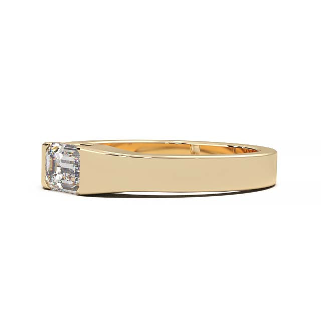 Modern Minimalist 0.5 Carat Emerald-Cut Lab-Grown Diamond Bezel Engagement Ring in Lustrous Gold