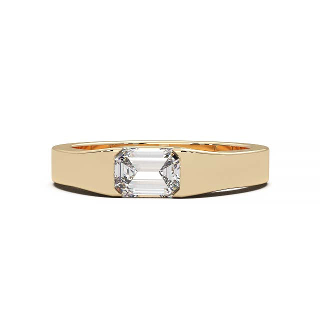 Modern Minimalist 0.5 Carat Emerald-Cut Lab-Grown Diamond Bezel Engagement Ring in Lustrous Gold