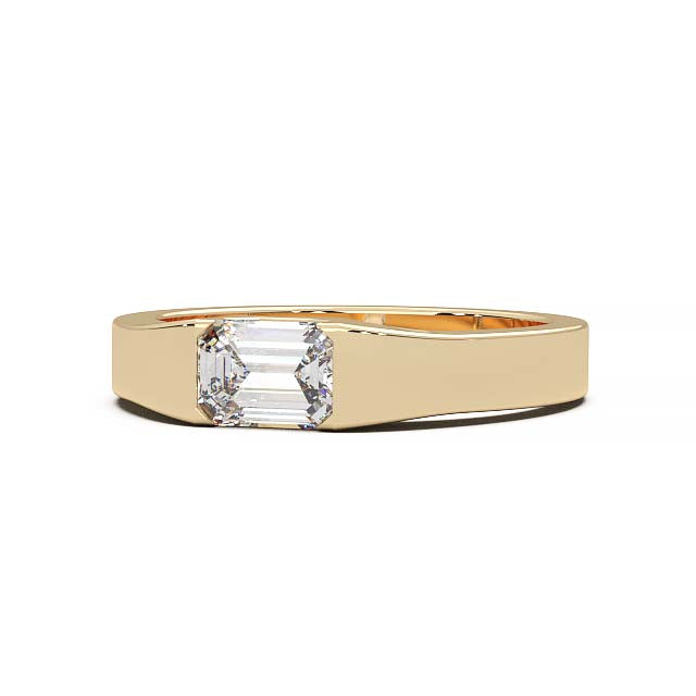 Modern Minimalist 0.5 Carat Emerald-Cut Lab-Grown Diamond Bezel Engagement Ring in Lustrous Gold