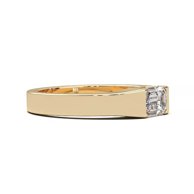 Modern Minimalist 0.5 Carat Emerald-Cut Lab-Grown Diamond Bezel Engagement Ring in Lustrous Gold