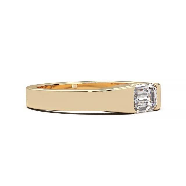 Modern Minimalist 0.5 Carat Emerald-Cut Lab-Grown Diamond Bezel Engagement Ring in Lustrous Gold