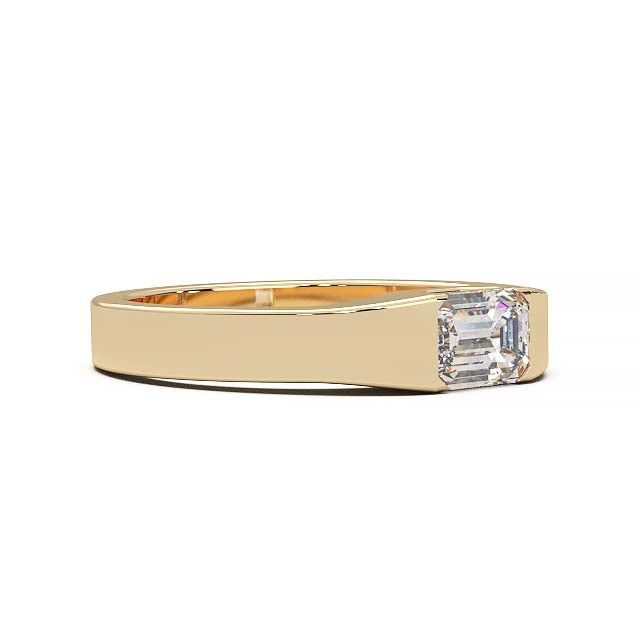 Modern Minimalist 0.5 Carat Emerald-Cut Lab-Grown Diamond Bezel Engagement Ring in Lustrous Gold