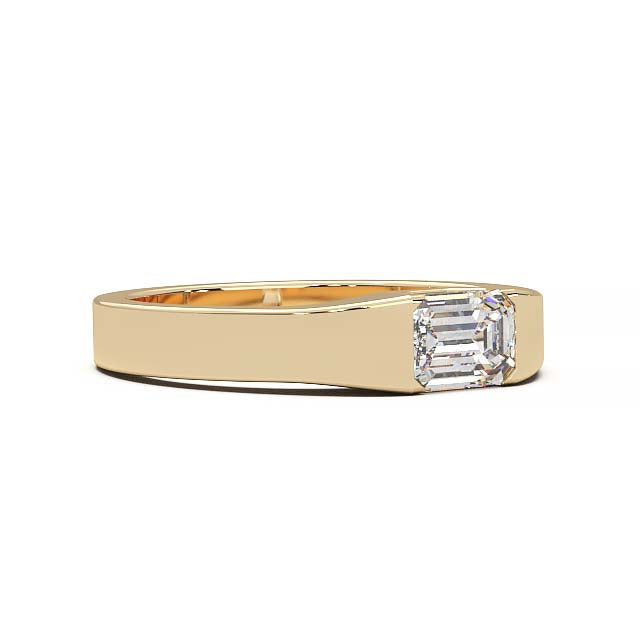 Modern Minimalist 0.5 Carat Emerald-Cut Lab-Grown Diamond Bezel Engagement Ring in Lustrous Gold