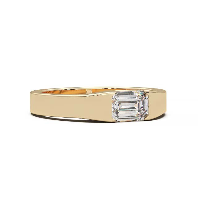 Modern Minimalist 0.5 Carat Emerald-Cut Lab-Grown Diamond Bezel Engagement Ring in Lustrous Gold