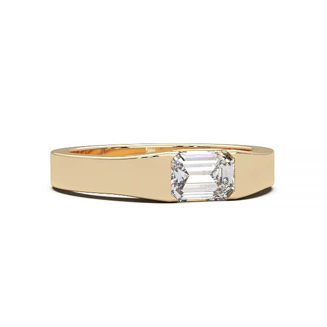 Modern Minimalist 0.5 Carat Emerald-Cut Lab-Grown Diamond Bezel Engagement Ring in Lustrous Gold