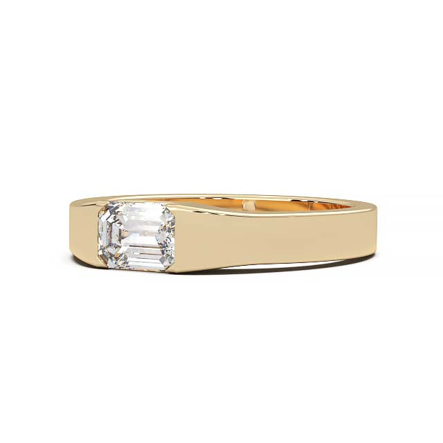 Modern Minimalist 0.5 Carat Emerald-Cut Lab-Grown Diamond Bezel Engagement Ring in Lustrous Gold