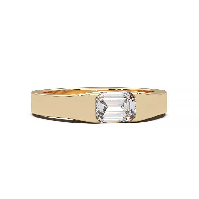 Modern Minimalist 0.5 Carat Emerald-Cut Lab-Grown Diamond Bezel Engagement Ring in Lustrous Gold