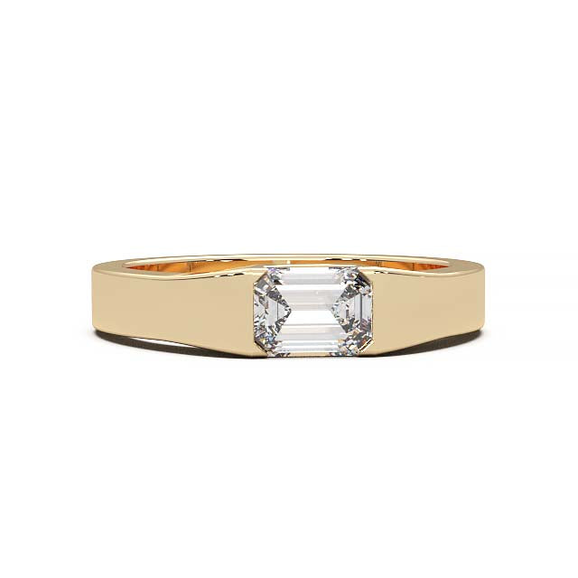 Modern Minimalist 0.5 Carat Emerald-Cut Lab-Grown Diamond Bezel Engagement Ring in Lustrous Gold