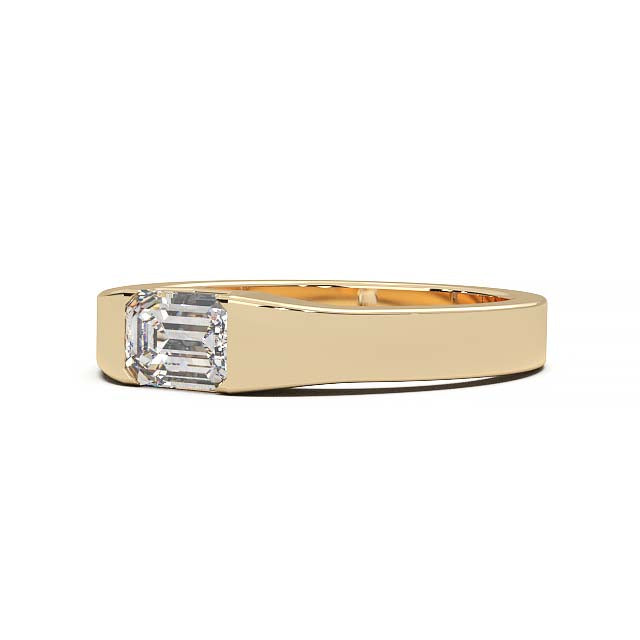 Modern Minimalist 0.5 Carat Emerald-Cut Lab-Grown Diamond Bezel Engagement Ring in Lustrous Gold