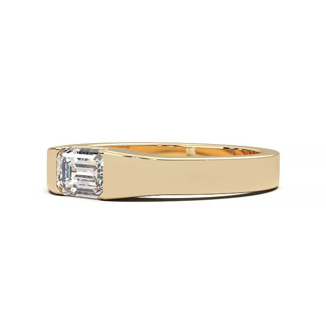 Modern Minimalist 0.5 Carat Emerald-Cut Lab-Grown Diamond Bezel Engagement Ring in Lustrous Gold