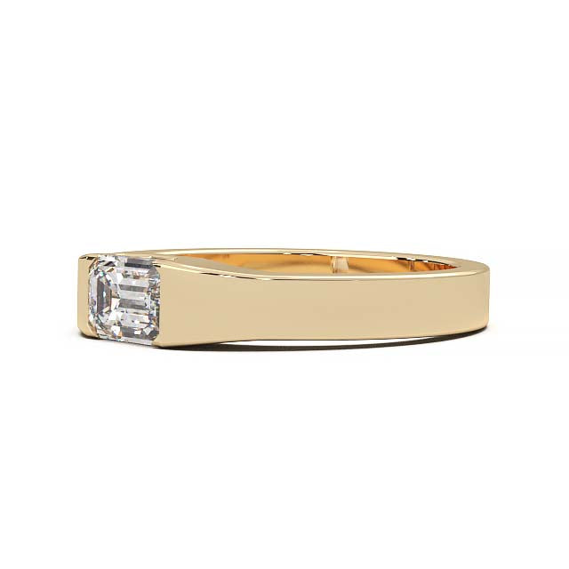 Modern Minimalist 0.5 Carat Emerald-Cut Lab-Grown Diamond Bezel Engagement Ring in Lustrous Gold