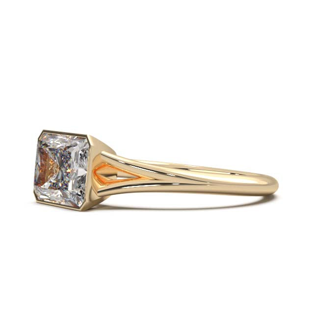 Sophisticated 1.90 Carat Radiant Cut Lab-Grown Diamond Bezel Engagement Ring with Elegant Split Shank Design