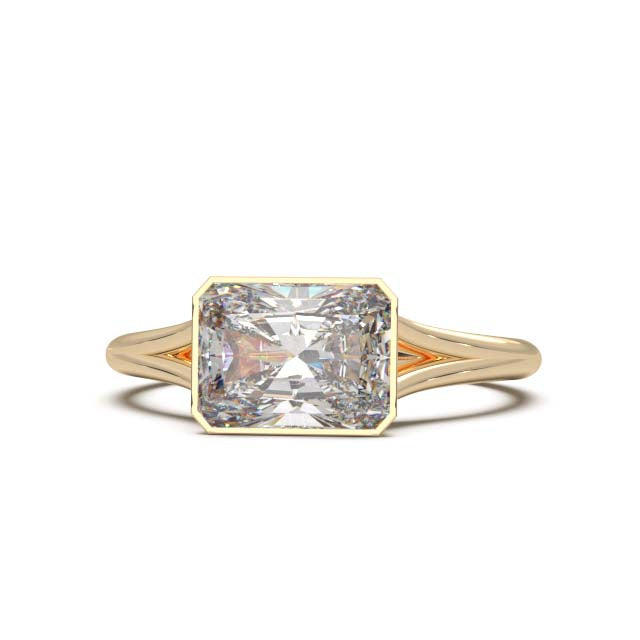 Sophisticated 1.90 Carat Radiant Cut Lab-Grown Diamond Bezel Engagement Ring with Elegant Split Shank Design